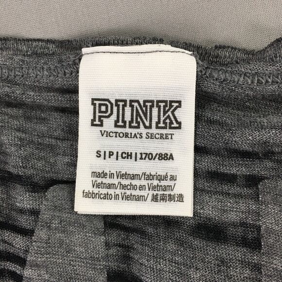 Victoria's Secret PINK Logo Cotton Blend Short Sleeve Top Sheer Grey Size S - Picture 3 of 14